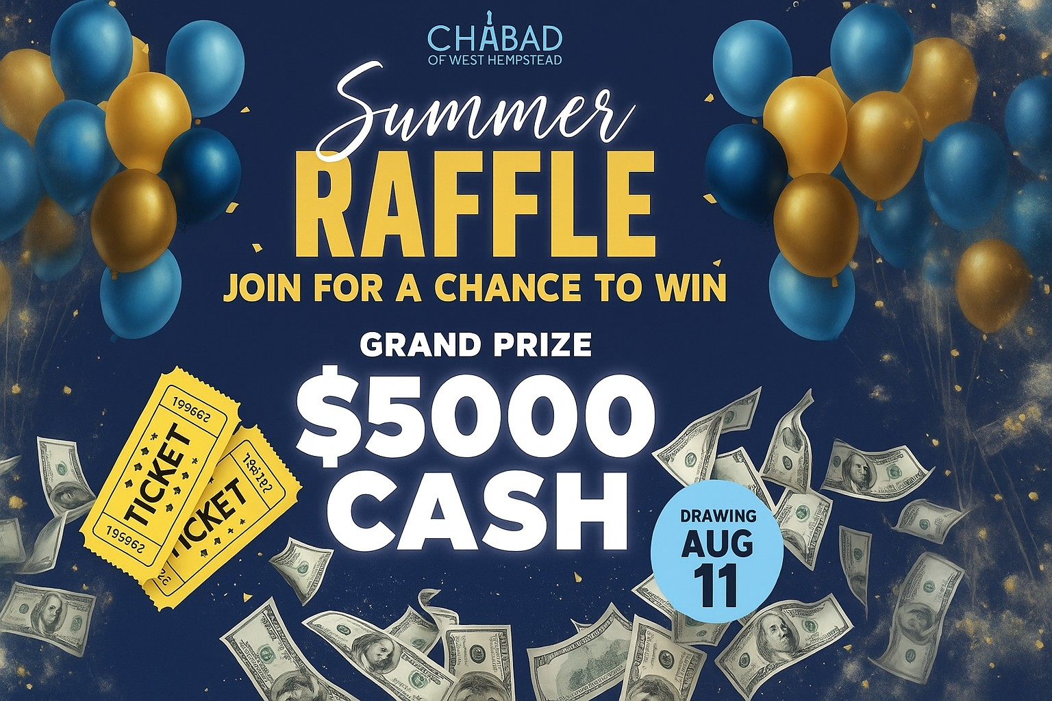 Annual Draw – Chabad of West Hempstead Summer Raffle!